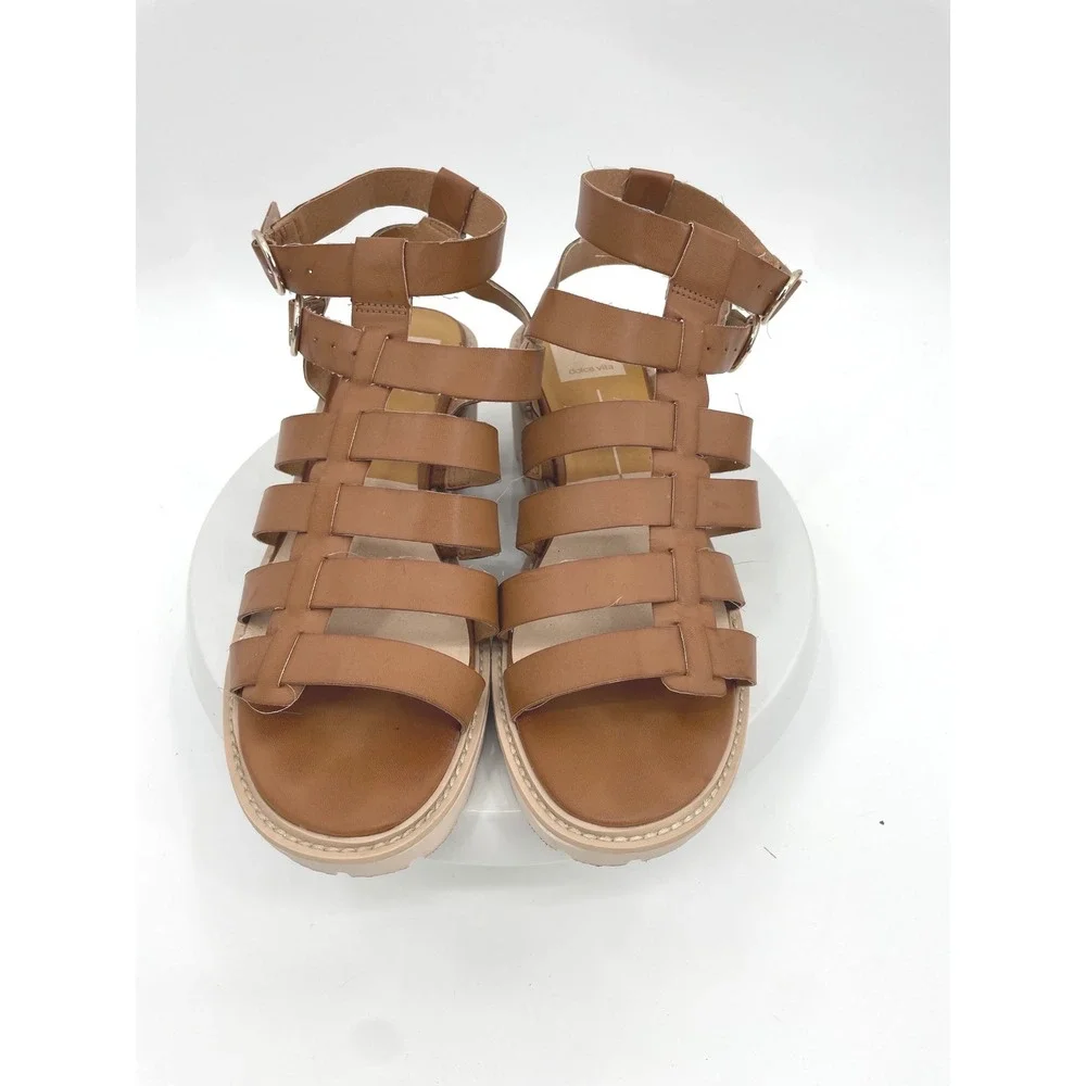 Dolce Vita Lillia Gladiator Sandals Womens 8.5 Brown Faux Leather Platform‎ Lug